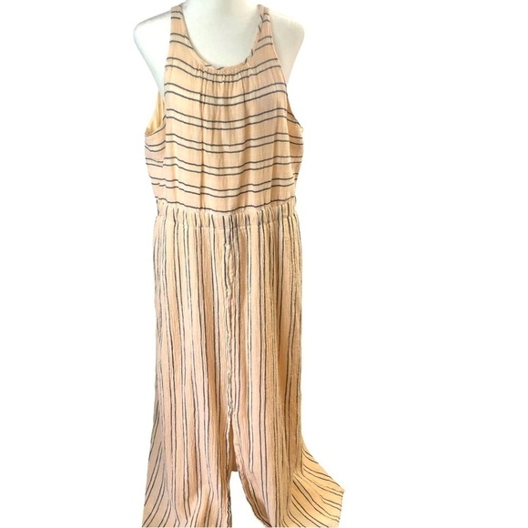LC Lauren Conrad Dresses & Skirts - Lauren Conrad Cotton Linen Lined Sleeveless MAXI Dress Women XL  PeachBlackWhite